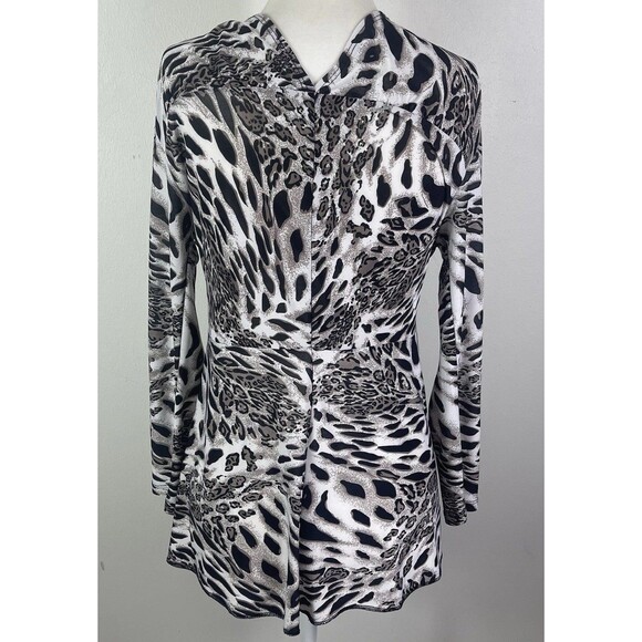 BOSTON PROPER Y2K Leopard Print Sexy V Neck Top Size S Ruched Fitted Gemma SOA - Picture 3 of 10